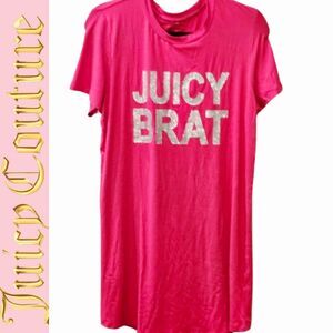 Juicy Couture, "JUICY BRAT" Glitter Logo Sleepshirt- Electric Rose
